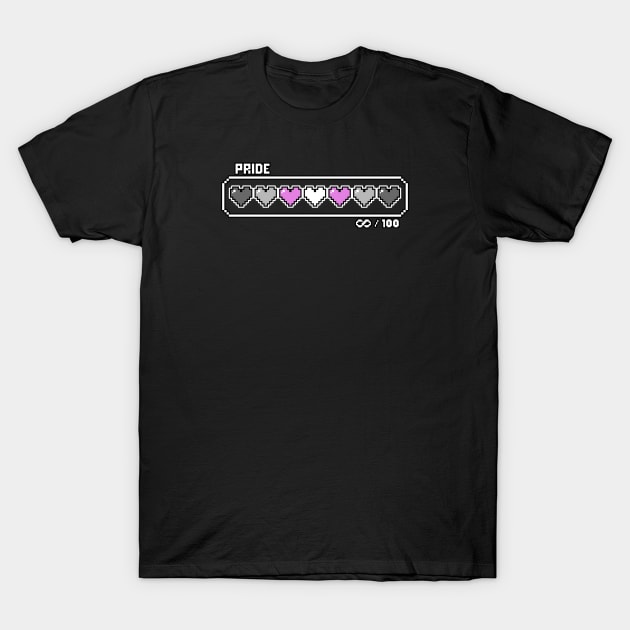 Demigirl Pride Videogame Life Bar Hearts T-Shirt by EmeryPens